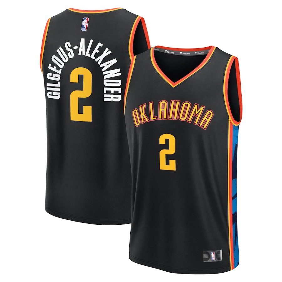 Men Oklahoma City Thunder #2 Shai Gilgeous-Alexander Fanatics Black City Edition 2024-25 Fast Break Player NBA Jersey